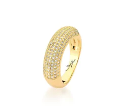 Anel zirconias brancas banhado a ouro 18k