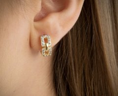 Brinco argola zircônia banhada a ouro 18k - comprar online