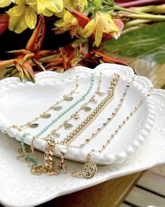 Pulseira bolinha turquesa banhada a ouro 18k - comprar online