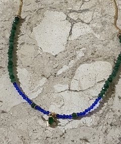 Choker azul/verde banhado a ouro 18k na internet