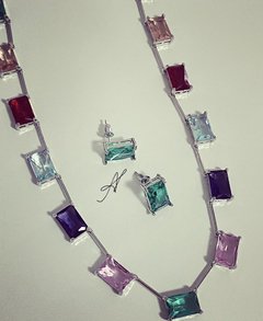 Conjunto cristal ródio branco - Ananogueirasemijoias