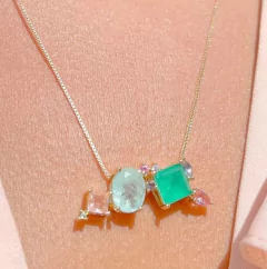 Colar multicolorido banhado a ouro 18k