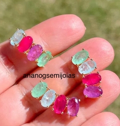 Anel pedras coloridas banho ouro 18k - comprar online