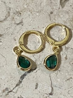 Argolinha esmeralda banhada a ouro 18k