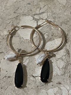 Argola gota cristal e Perola - Ananogueirasemijoias
