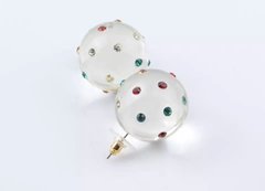 Brinco bola transparente pedrinhas coloridas - comprar online