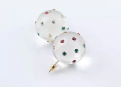 Brinco bola transparente pedrinhas coloridas - comprar online