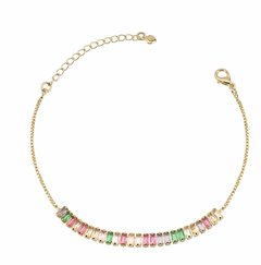 PULSEIRA ZIRCÔNIA BAGUETE COLORIDAS Banhada a ouro 18k - comprar online