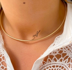 Gargantilha aro liso banho 18k