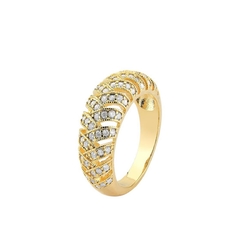 Anel detalhe cravejado banho ouro 18k