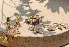Argolinha colorida pingentes banhada a ouro 18k - comprar online