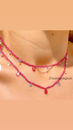 Colar cristais multic banho ouro 18k - comprar online