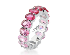 Anel pink banho ródio branco