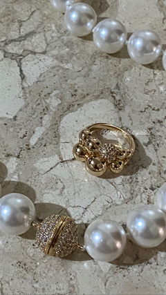 Anel bola banhando a ouro 18k