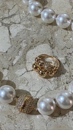 Anel bola banhando a ouro 18k