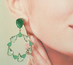 Brinco cristal verde banhado a ouro 18k - comprar online