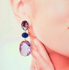 Brinco cristais gota banhado a ouro 18k - comprar online