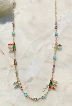 Colar pedras coloridas banhado a ouro 18k - comprar online