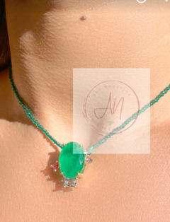 Colar cristais ping banho ouro 18k