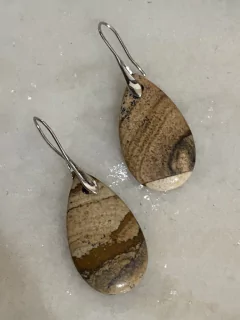 Brinco lágrima jasper - Ananogueirasemijoias