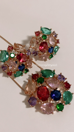 Conjunto multicolorido banhado a ouro 18k