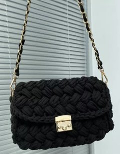 Bolso crochê tecido preta