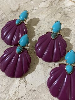 Brinco concha uva turquesa