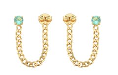 Brinco elos c cristal turmalina banhado a ouro 18k - comprar online