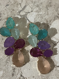 Brinco multicolorido banhado a ouro 18k