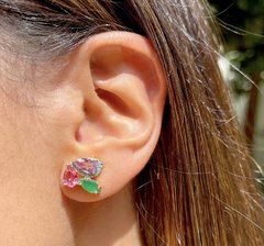 Brinco cristal banhado a ouro 18k