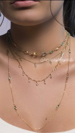 Choker Navetes coloridas Banho Ouro 18k na internet