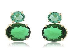 Brinco oval pedras banhado a ouro 18k - Ananogueirasemijoias
