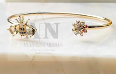 Bracelete abelha banho ouro 18k