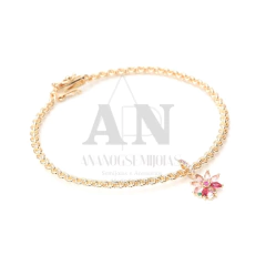 Bracelete flor pend banho ouro 18k - comprar online