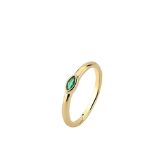 Anel zirconia esmeralda banho 18k