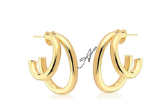 Meia argola dupla banhada a ouro 18k