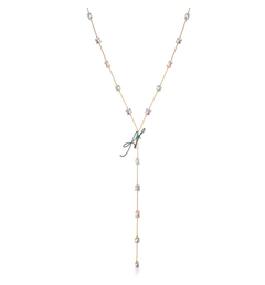 Colar cristais col banho ouro 18k