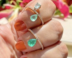 Anel gota esmeralda banhado a ouro 18k - comprar online