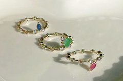 Anel 3 Em 1 Cristal Esmeralda Banhodo a Ouro 18K - comprar online