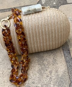 Clutch palha alça acrílico tartaruga - comprar online