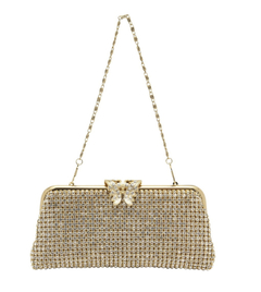 Clutch strass fecho borboleta dourada