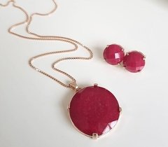 Conjunto rubelita banhado a ouro