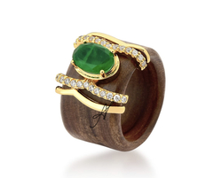 Conjunto madeira esmeralda banho ouro 18k - comprar online