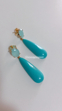 Brinco turquesa banho ouro 18k