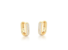 Brinco argola cravejada banho ouro 18k - comprar online