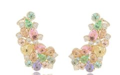 Brinco ear cuff cristais coloridos banhado a ouro 18k - comprar online