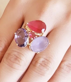 Anel multicolorido banhado a ouro 18k - comprar online