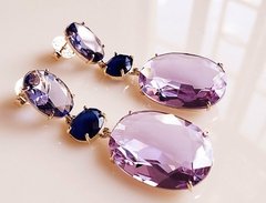 Brinco cristais gota banhado a ouro 18k