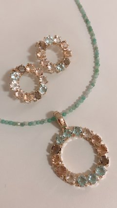 Pingente círculo cristais coloridos banhado a ouro 18k - comprar online
