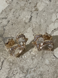 Brinco borboleta cristal banho ouro 18k - Ananogueirasemijoias